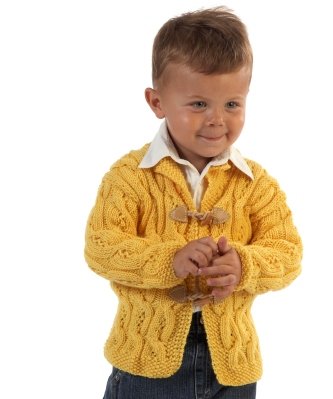Сабрина. Вязание для детей от 2 до 12 лет №1 2012, желтый жакет с косами